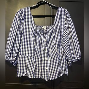 Kay+Jay Gingham Peplum Top, 2X